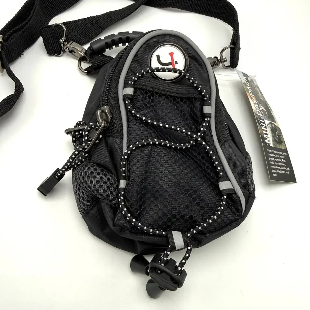 Mini Day Pack Small Black Crossbody Belt Bag Pouch Golf Travel Hiking Short Par4